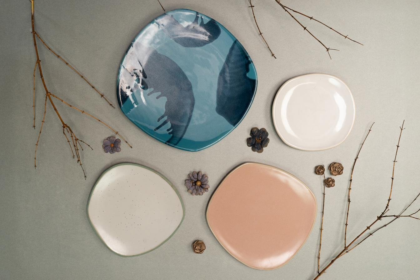 Forest collection plates with organic edges