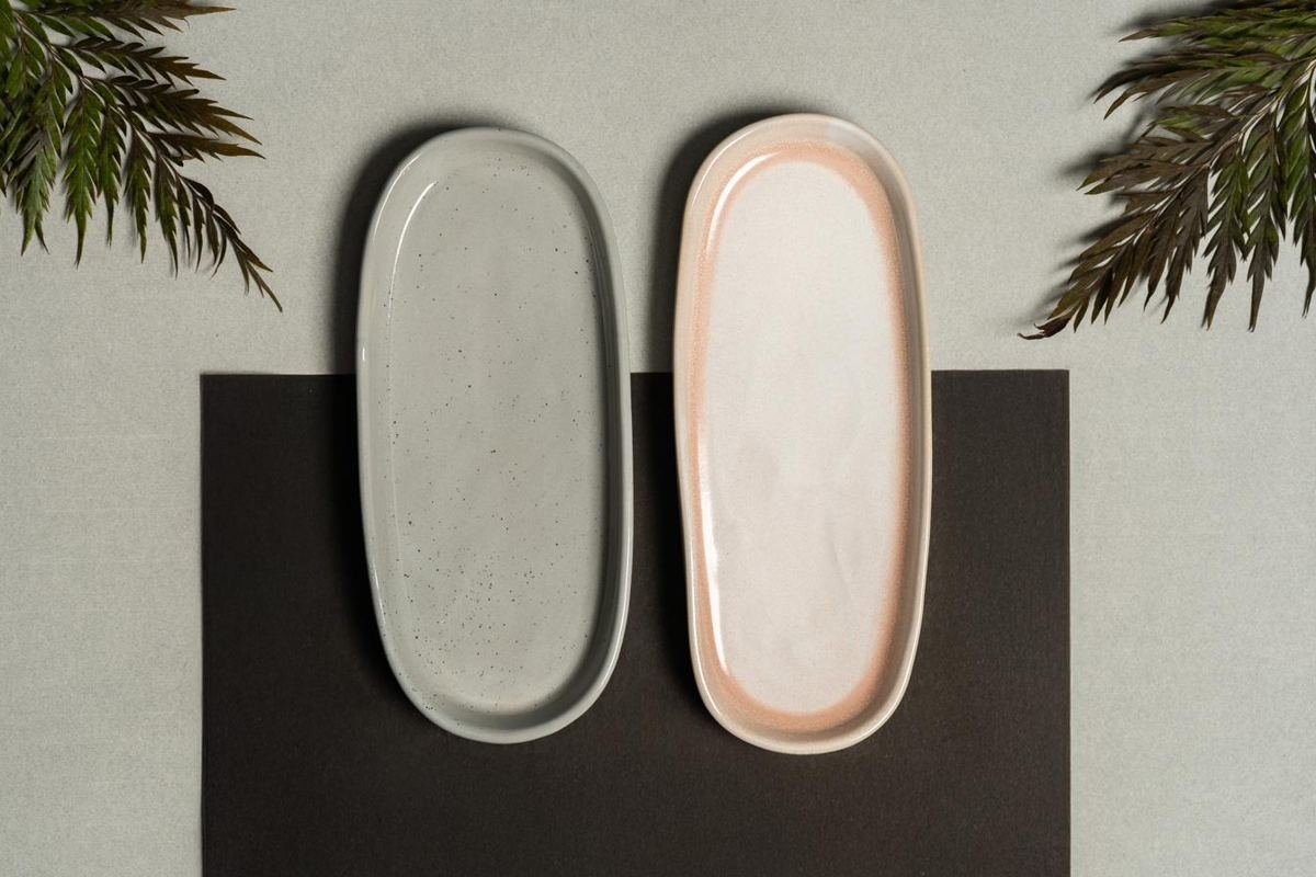 Oval stoneware serving platters