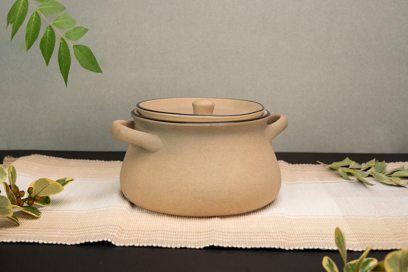 Unglazed stoneware pot before firing
