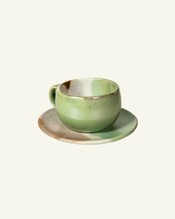 Curve Soup Bowl Big with Handle and Liner, handmade stoneware